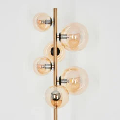 hofstein Lampadaire Chehalis LED Laiton, Noir, 6 lumières