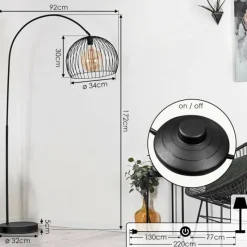 hofstein Lampadaire Espairo Noir, 1 lumière* Lampadaires Et Lampes Sur Pied