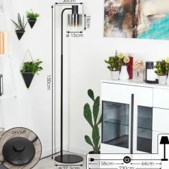 hofstein Lampadaire Gafa Noir, 1 lumière