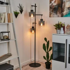 hofstein Lampadaire Gafa Noir, 3 lumières