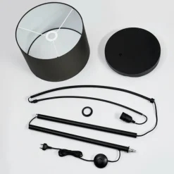 Lampes En Tissu-hofstein Lampadaire Gualdim Noir, 1 lumière