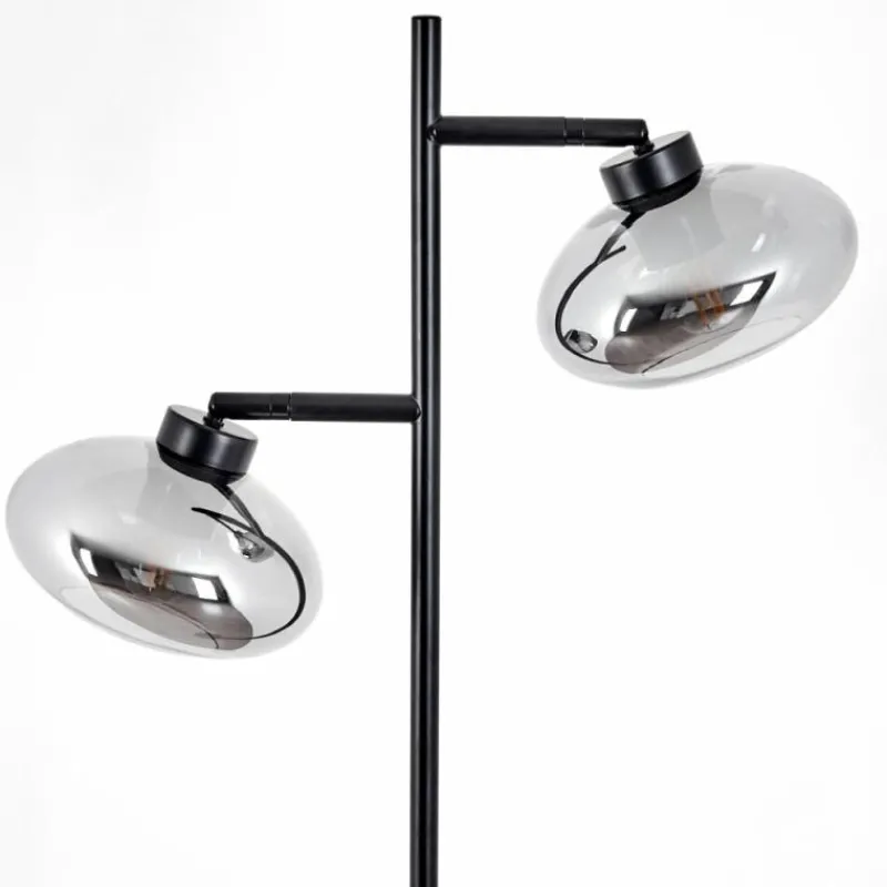 Suspension Verre Fumé-hofstein Lampadaire Haikala Noir, 2 lumières