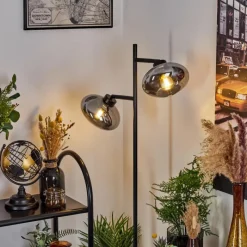 Suspension Verre Fumé-hofstein Lampadaire Haikala Noir, 2 lumières