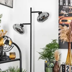 Suspension Verre Fumé-hofstein Lampadaire Haikala Noir, 2 lumières