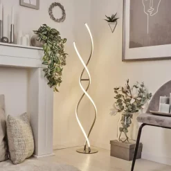 hofstein Lampadaire Henrichemont LED Chrome, Nickel mat, 1 lumière* Lampadaires Et Lampes Sur Pied