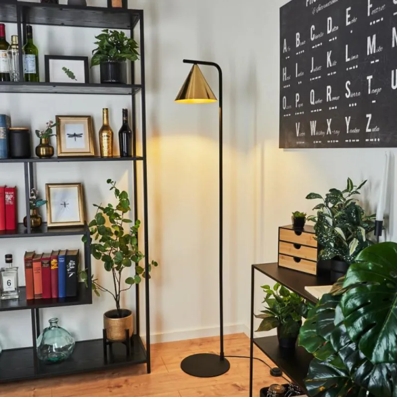 Lampes Dorées-hofstein Lampadaire Hueso Noir, 1 lumière