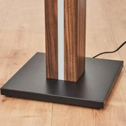 Lampes En Bois-hofstein Lampadaire Kyneton LED Bois foncé, Noir, 1 lumière