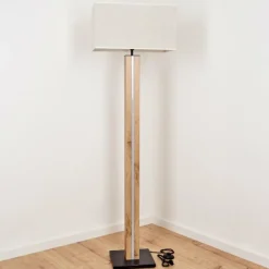 Lampes En Tissu-hofstein Lampadaire Kyneton LED Écru, Noir, 2 lumières