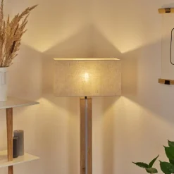 Lampes En Tissu-hofstein Lampadaire Kyneton LED Écru, Noir, 2 lumières