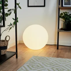 hofstein Lampadaire Loural LED Nickel mat, 1 lumière, Télécommandes, Changeur de couleurs