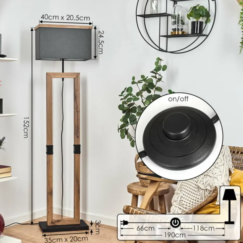 Style Boho-Chic-hofstein Lampadaire Lure Brun, Couleur bois, Noir, 1 lumière