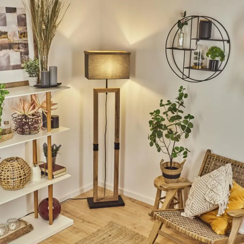 Style Boho-Chic-hofstein Lampadaire Lure Brun, Couleur bois, Noir, 1 lumière