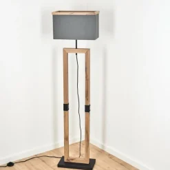 Style Boho-Chic-hofstein Lampadaire Lure Brun, Couleur bois, Noir, 1 lumière