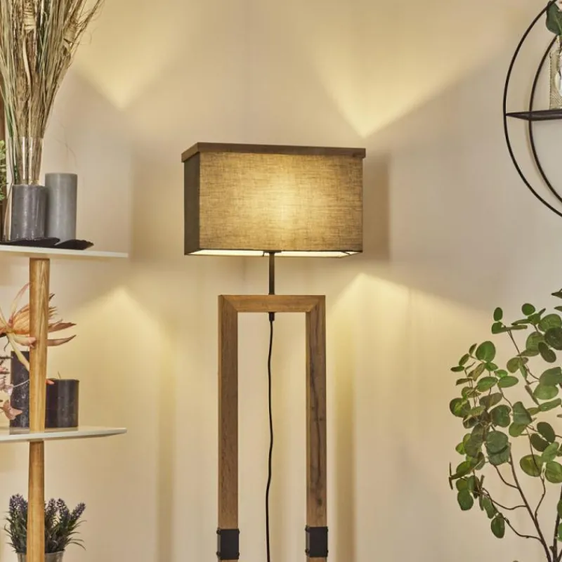 Style Boho-Chic-hofstein Lampadaire Lure Brun, Couleur bois, Noir, 1 lumière