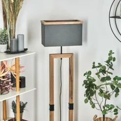 Style Boho-Chic-hofstein Lampadaire Lure Brun, Couleur bois, Noir, 1 lumière