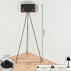 Lampes En Tissu-hofstein Lampadaire Marbach Noir, 1 lumière