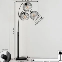 hofstein Lampadaire Mossay Noir, 3 lumières* Lampadaires Et Lampes Sur Pied