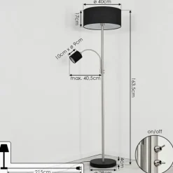 Lampes En Tissu-hofstein Lampadaire Murteirinha Nickel mat, Noir, 2 lumières