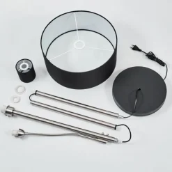 Lampes En Tissu-hofstein Lampadaire Murteirinha Nickel mat, Noir, 2 lumières