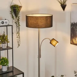 Lampes En Tissu-hofstein Lampadaire Murteirinha Nickel mat, Noir, 2 lumières