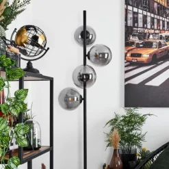 Suspension Verre Fumé-hofstein Lampadaire Remaisnil Noir, 4 lumières