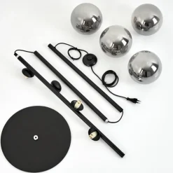 Suspension Verre Fumé-hofstein Lampadaire Remaisnil Noir, 4 lumières