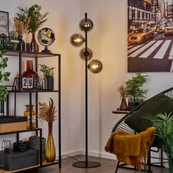 Suspension Verre Fumé-hofstein Lampadaire Remaisnil Noir, 4 lumières