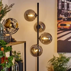 Suspension Verre Fumé-hofstein Lampadaire Remaisnil Noir, 4 lumières