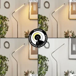 hofstein Lampadaire Reuland LED Nickel mat, 1 lumière