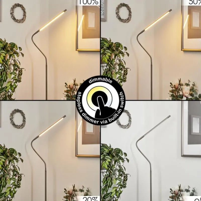 hofstein Lampadaire Reuland LED Nickel mat, 1 lumière