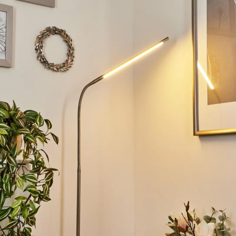 hofstein Lampadaire Reuland LED Nickel mat, 1 lumière