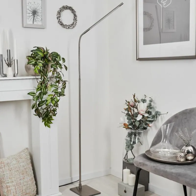 hofstein Lampadaire Reuland LED Nickel mat, 1 lumière