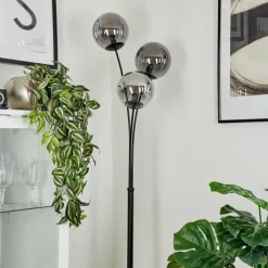 Suspension Verre Fumé-hofstein Lampadaire Salamonde Noir, 3 lumières