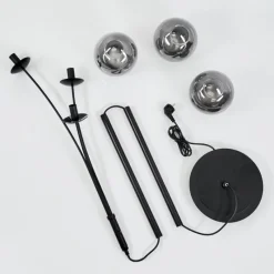 Suspension Verre Fumé-hofstein Lampadaire Salamonde Noir, 3 lumières