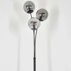 Suspension Verre Fumé-hofstein Lampadaire Salamonde Noir, 3 lumières