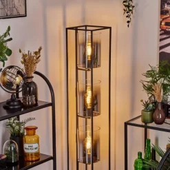 Suspension Verre Fumé-hofstein Lampadaire Sarniguet Noir, 3 lumières