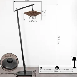 Style Boho-Chic-hofstein Lampadaire Shelbourne Noir, 1 lumière