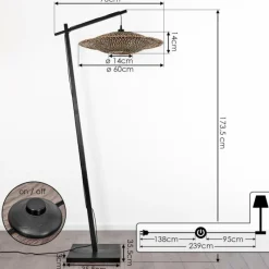 Style Boho-Chic-hofstein Lampadaire Shelbourne Noir, 1 lumière