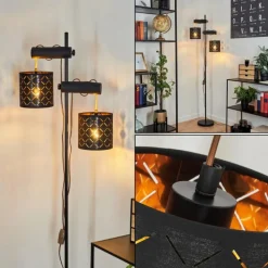 Lampes En Tissu-hofstein Lampadaire Tallaboa Noir, 2 lumières