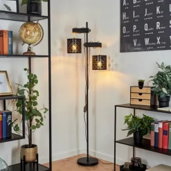 Lampes En Tissu-hofstein Lampadaire Tallaboa Noir, 2 lumières