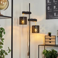 Lampes En Tissu-hofstein Lampadaire Tallaboa Noir, 2 lumières