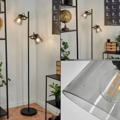 Suspension Verre Fumé-hofstein Lampadaire Trajouca Noir, 2 lumières