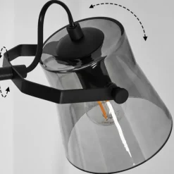 Suspension Verre Fumé-hofstein Lampadaire Trajouca Noir, 2 lumières