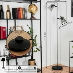 Suspension Verre Fumé-hofstein Lampadaire Trajouca Noir, 2 lumières