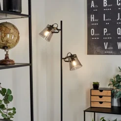 Suspension Verre Fumé-hofstein Lampadaire Trajouca Noir, 2 lumières