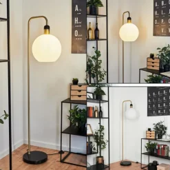 hofstein Lampadaire Tuvalu Laiton, Noir, 1 lumière