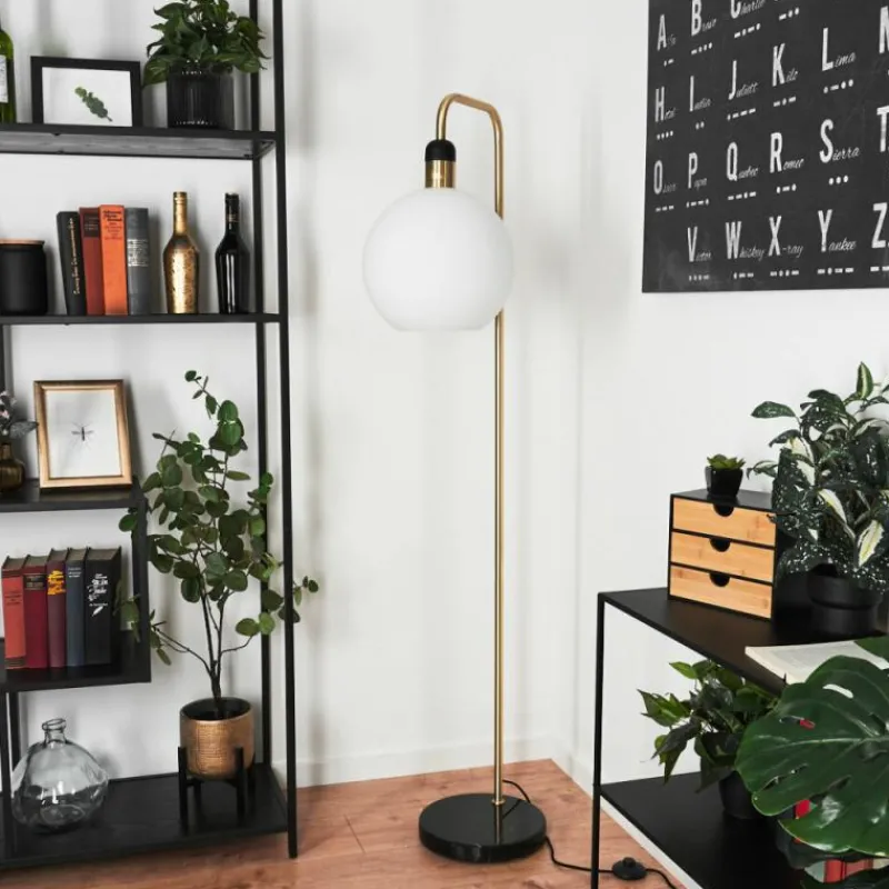 hofstein Lampadaire Tuvalu Laiton, Noir, 1 lumière