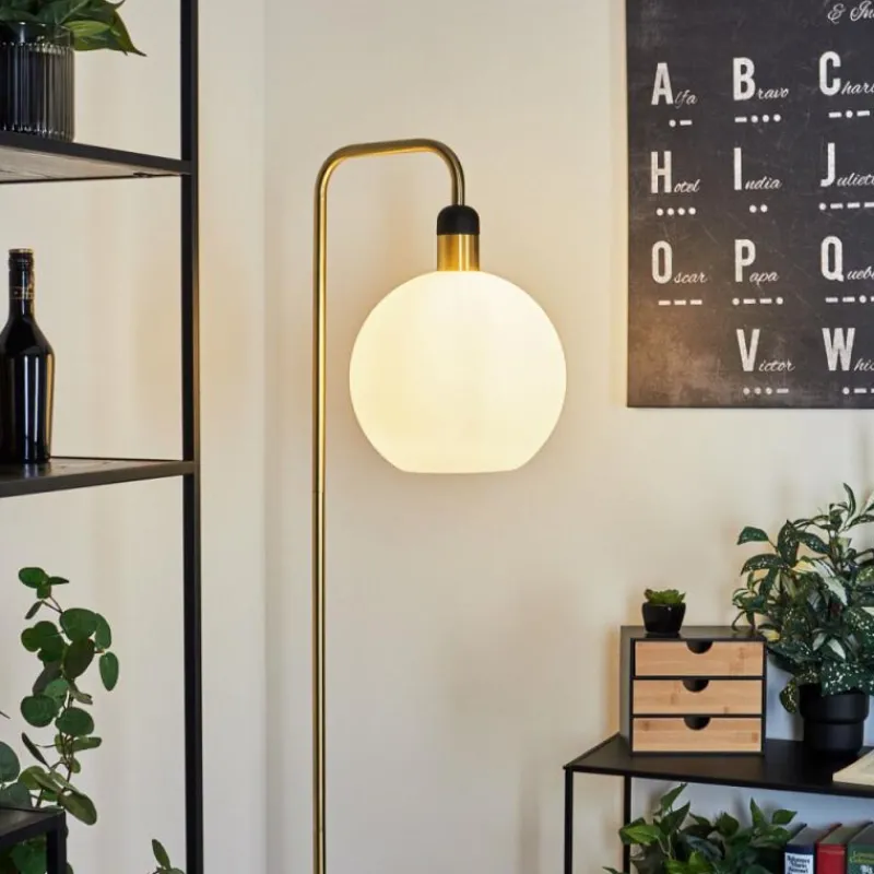 hofstein Lampadaire Tuvalu Laiton, Noir, 1 lumière