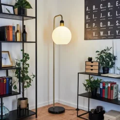 hofstein Lampadaire Tuvalu Laiton, Noir, 1 lumière