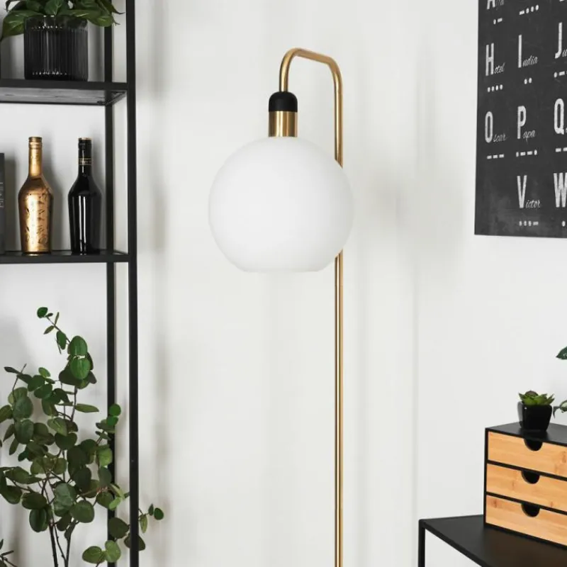 hofstein Lampadaire Tuvalu Laiton, Noir, 1 lumière